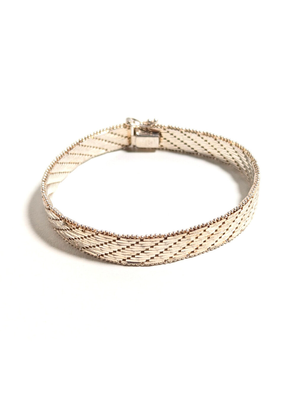Elegant Sterling Silver 925 Box Clasp Mesh Woven Link Fashion Bracelet 20cm